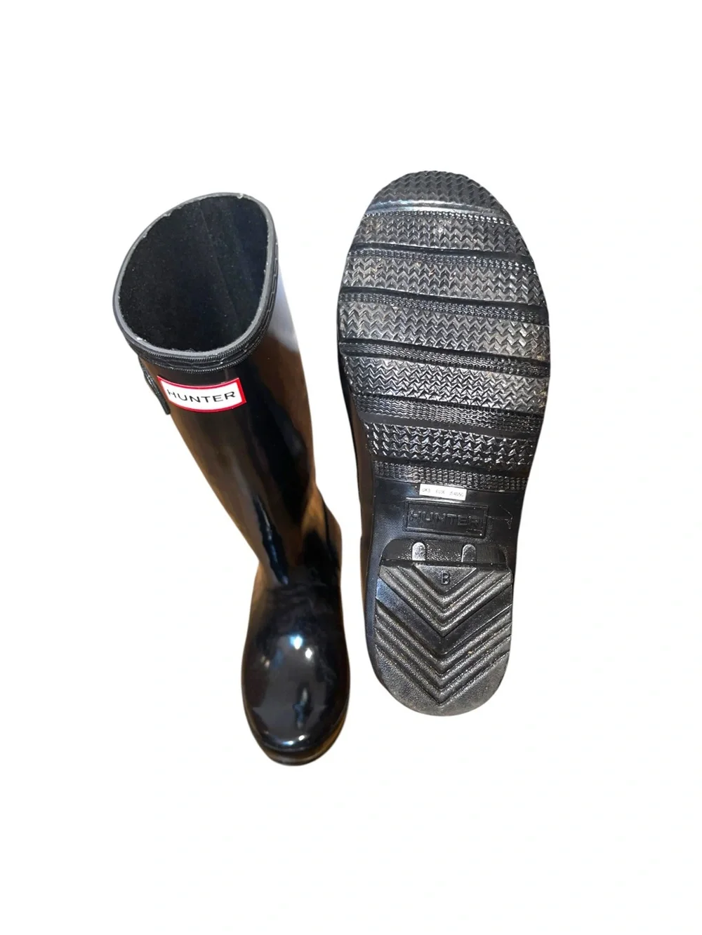 Hunter Glossy Black Knee-High Rain Boots